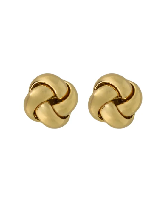 9CT Y/G KNOT EARRINGS 14mm